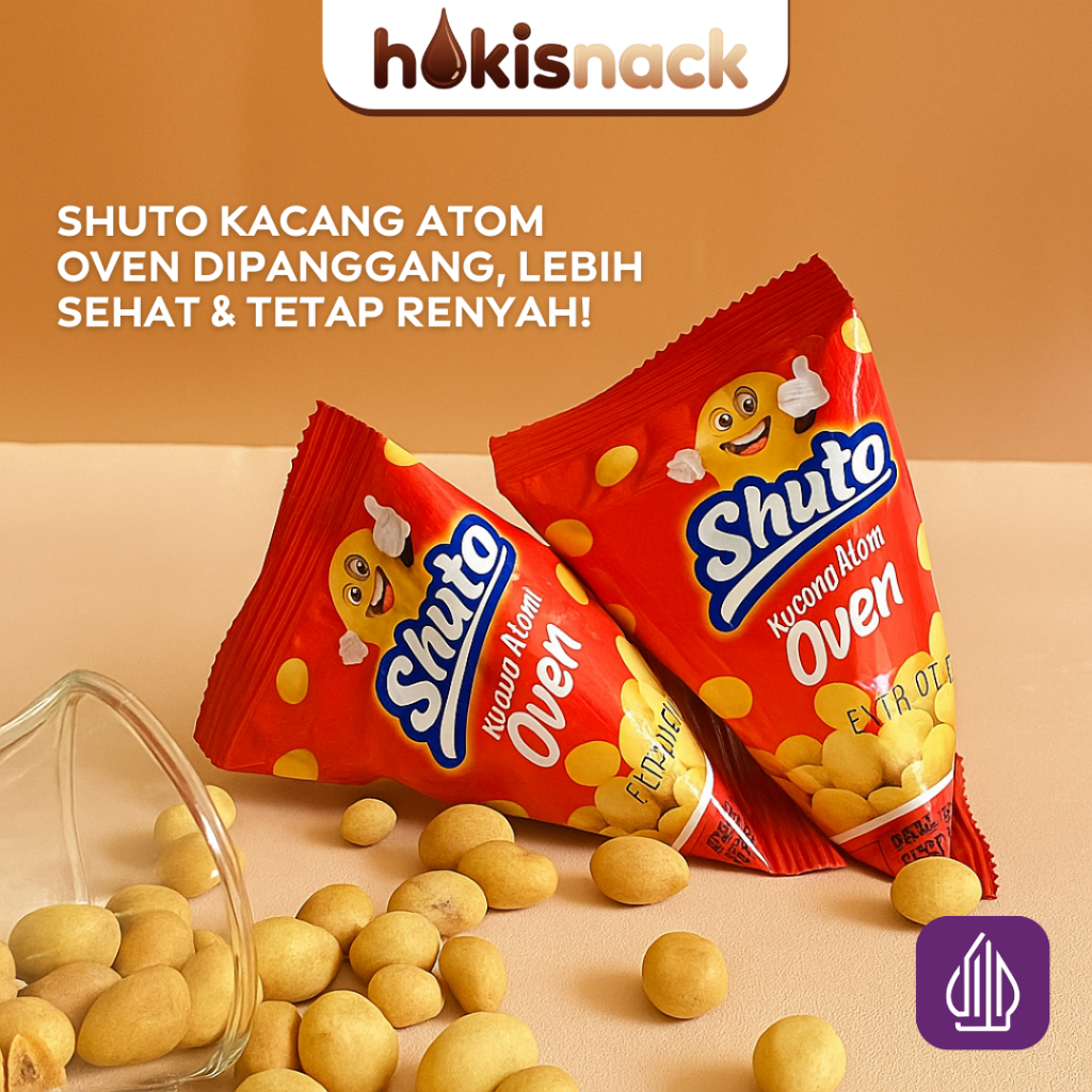 

Shuto Kacang Atom Oven Snack Sehat dan Renyah Bernutrisi Protein Isi 20 Sachet