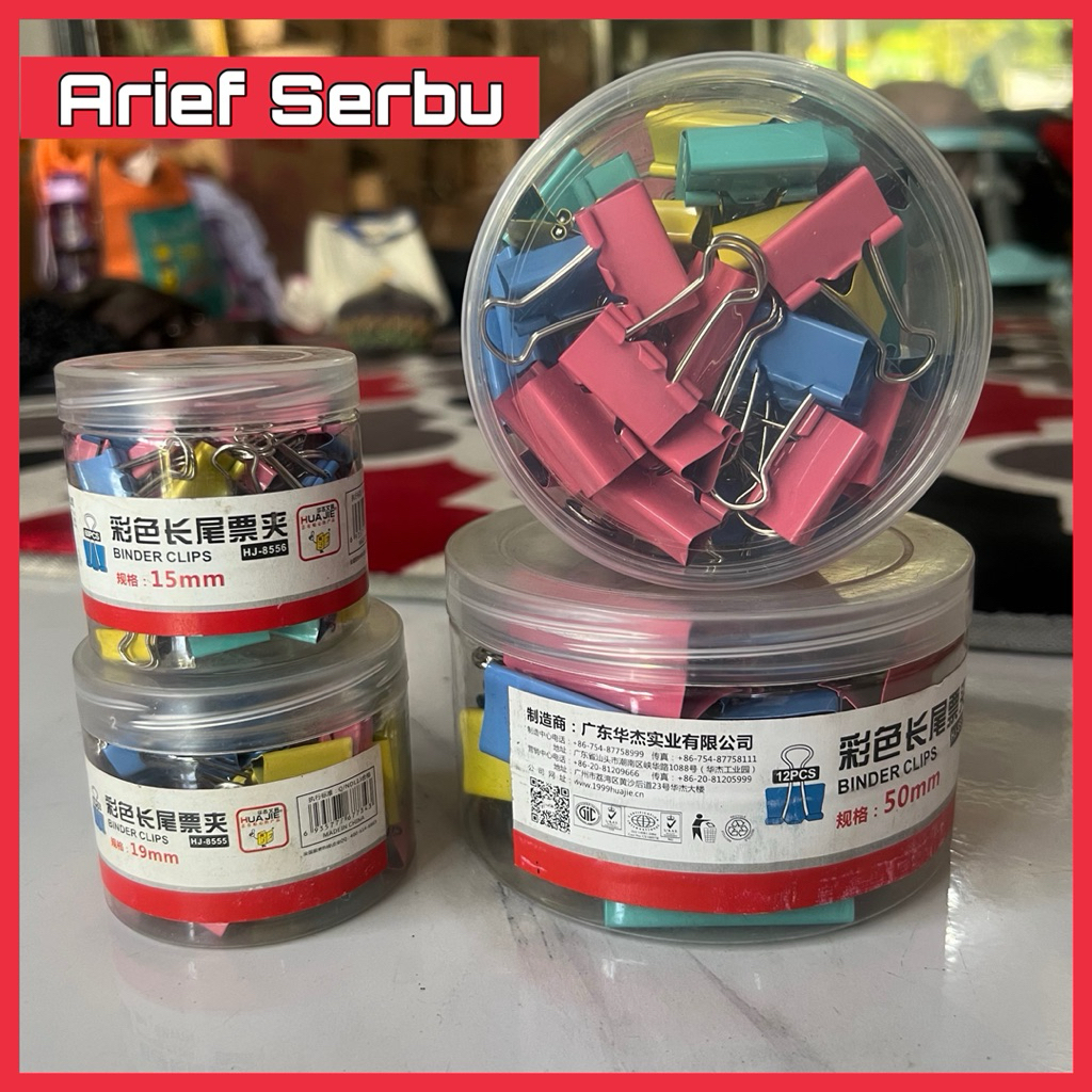 

1 toples binder clips 15mm 19mm 25mm 50mm penjepit kertas serbaguna warna warni