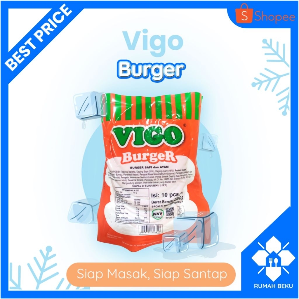 

Beef Burger Siap Goreng - Tebal & Gurih - 250gr | Rumah Beku