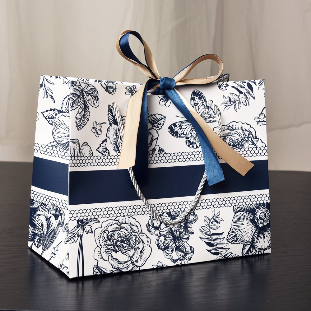 Tas Kado Premium Souvenir Wedding PaperBag Paper Bag Kado Aesthetic Motif Flowery RibbonPremium