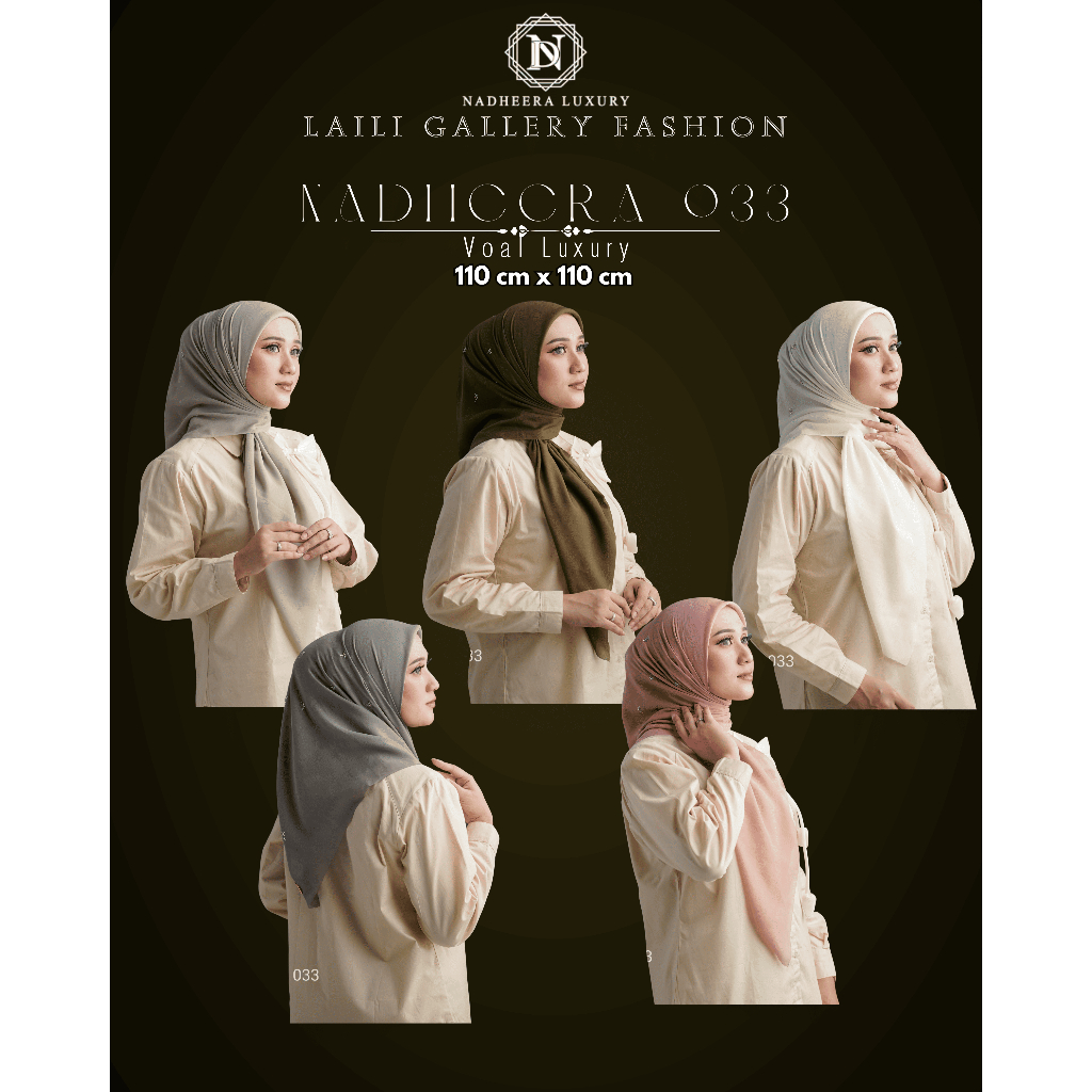 HIJAB NADHEERA 033 BY NADHEERA LUXURY HIJAB SEGI EMPAT BAHAN VOAL LUXURY