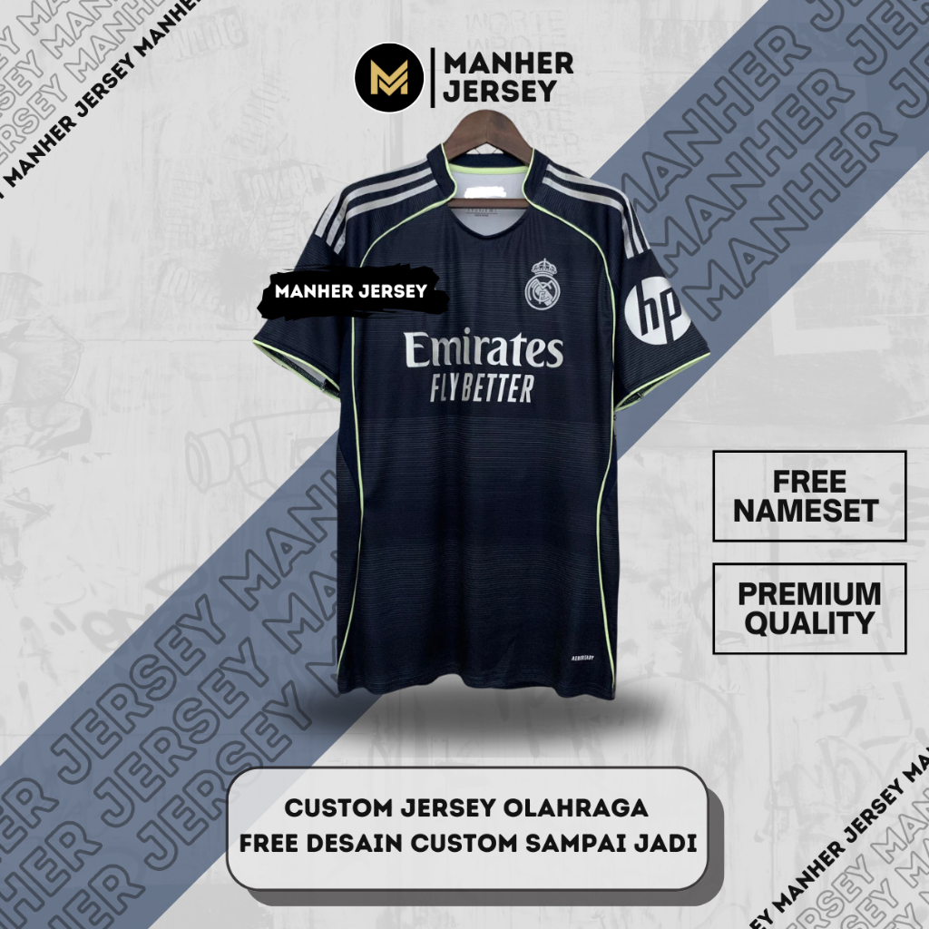 JERSEY REAL MADRID AWAY 2025 2026 FULL PRINTING