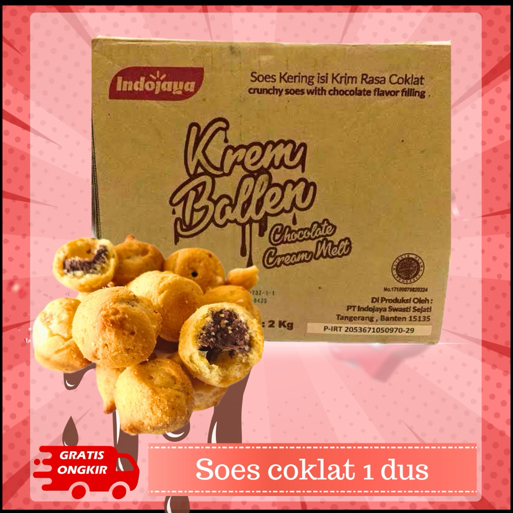 

1dus soes kering coklat isi 2kg cemilan snack renyah manis