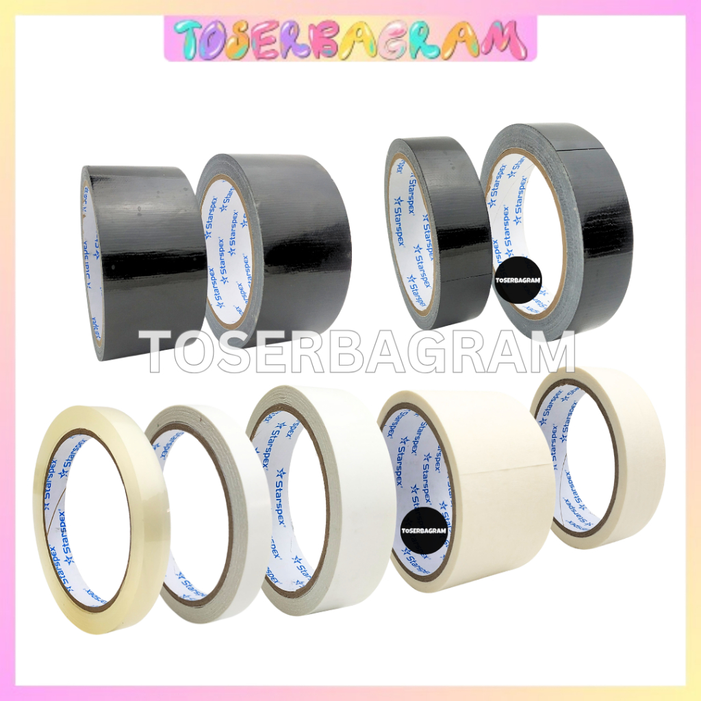 Lakban Bening 12mm / Lakban Bening 24mm / Lakban Kain / Lakban Double Tape 12mm / Lakban Double Tape