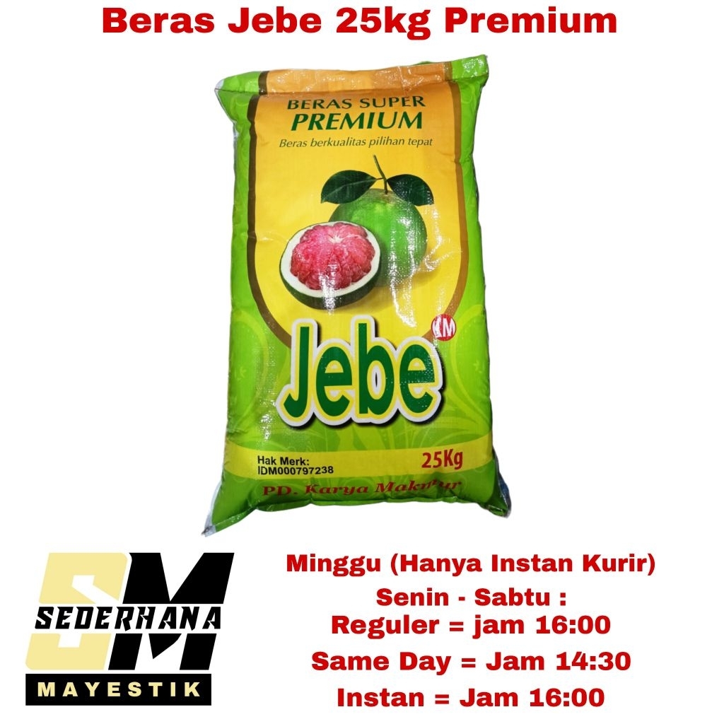 

Beras Premium Cap Jebe 25kg / Beras Putih Setra Ramos Super 25 kg (Hanya Instant Kurir)