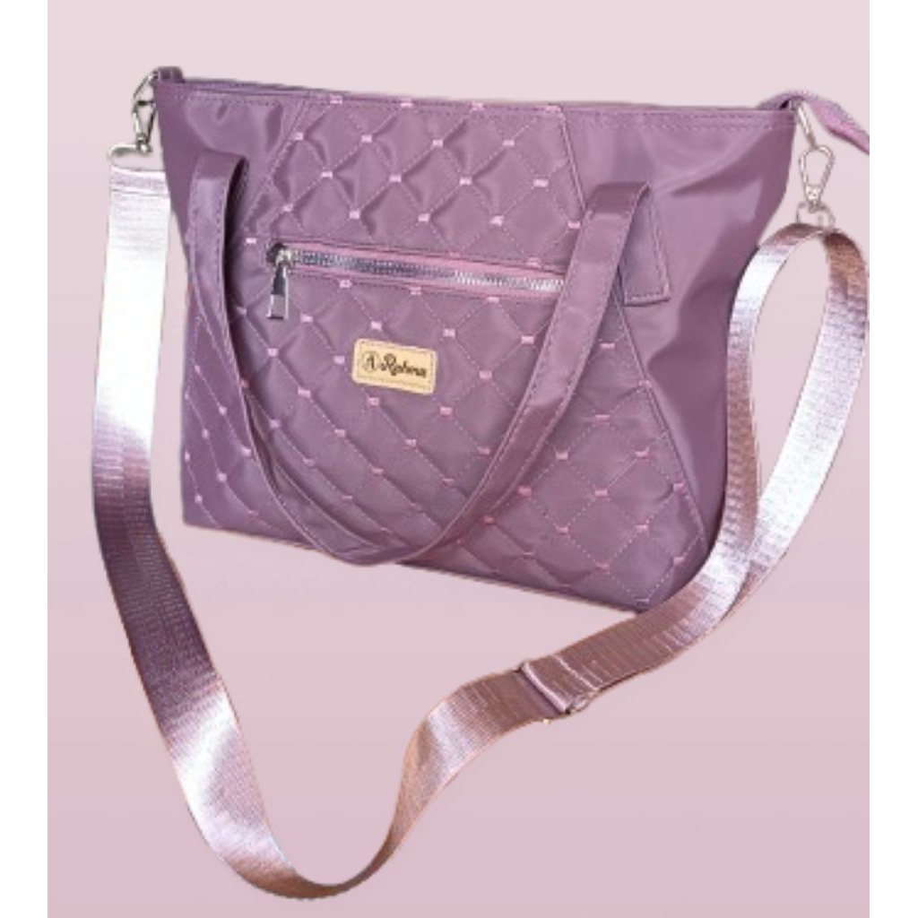 totebag By A Rahma, totebag wanita kekinian bahan chocoly anti air, kantong depan beresleting