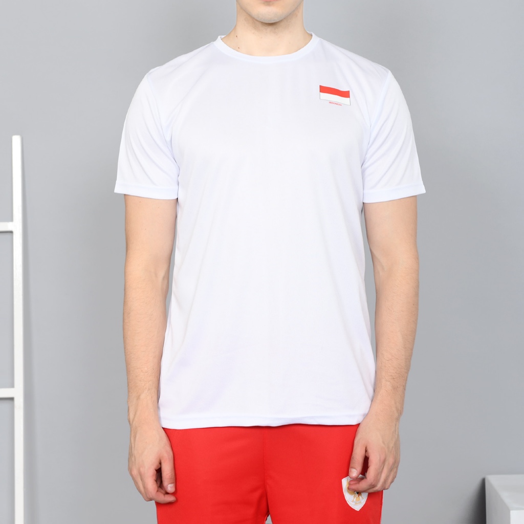 Kaos Bahan Dry-Fit Merah Putih Logo Bendera Merah Putih Indonesia