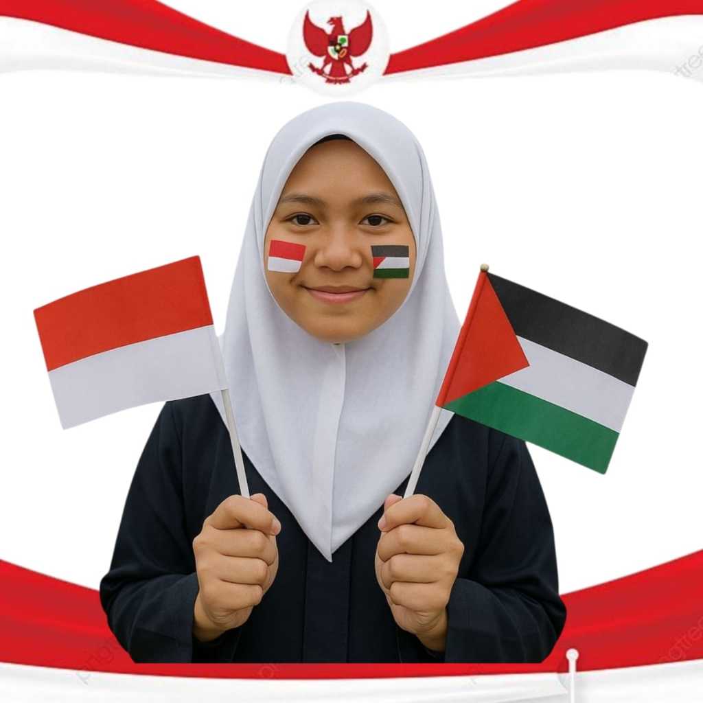 

Stiker Pipi Palestina Indonesia dan Bendera Tangkai Indonesia Palestina