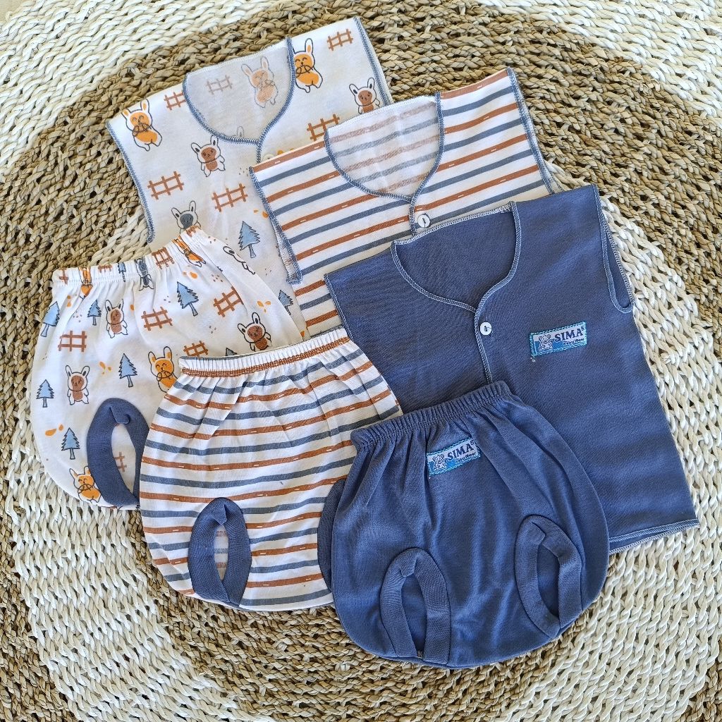 Promo [6Pcs] Stelan Baju Bayi Kutung Newborn Atasan Bayi Dan Celana Pop Kacamata Bayi Baju Bayi Baru