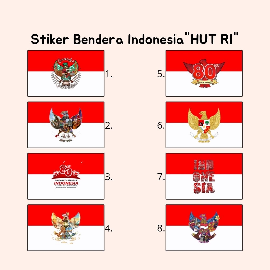 

(Isi 100pcs) Stiker Bendera Indonesia/ Stiker Hut RI/ Stiker Kemerdekaan
