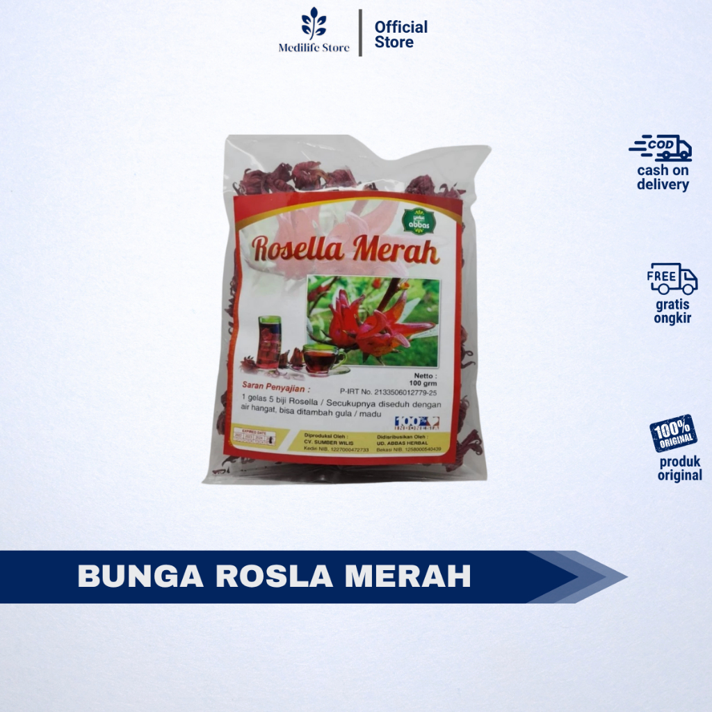 

BUNGA ROSELLA MERAH KERING 100GR – herbal alami teh seduh | cocok untuk diet & antioksidan alami | segar & wangi khas rosella | original | bisa COD
