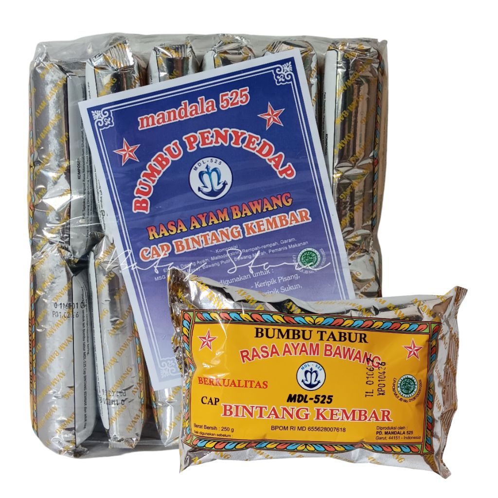 

Bumbu Tabur Bintang Kembar 1 Bal | Rasa Ayam Bawang 250g (12pcs)