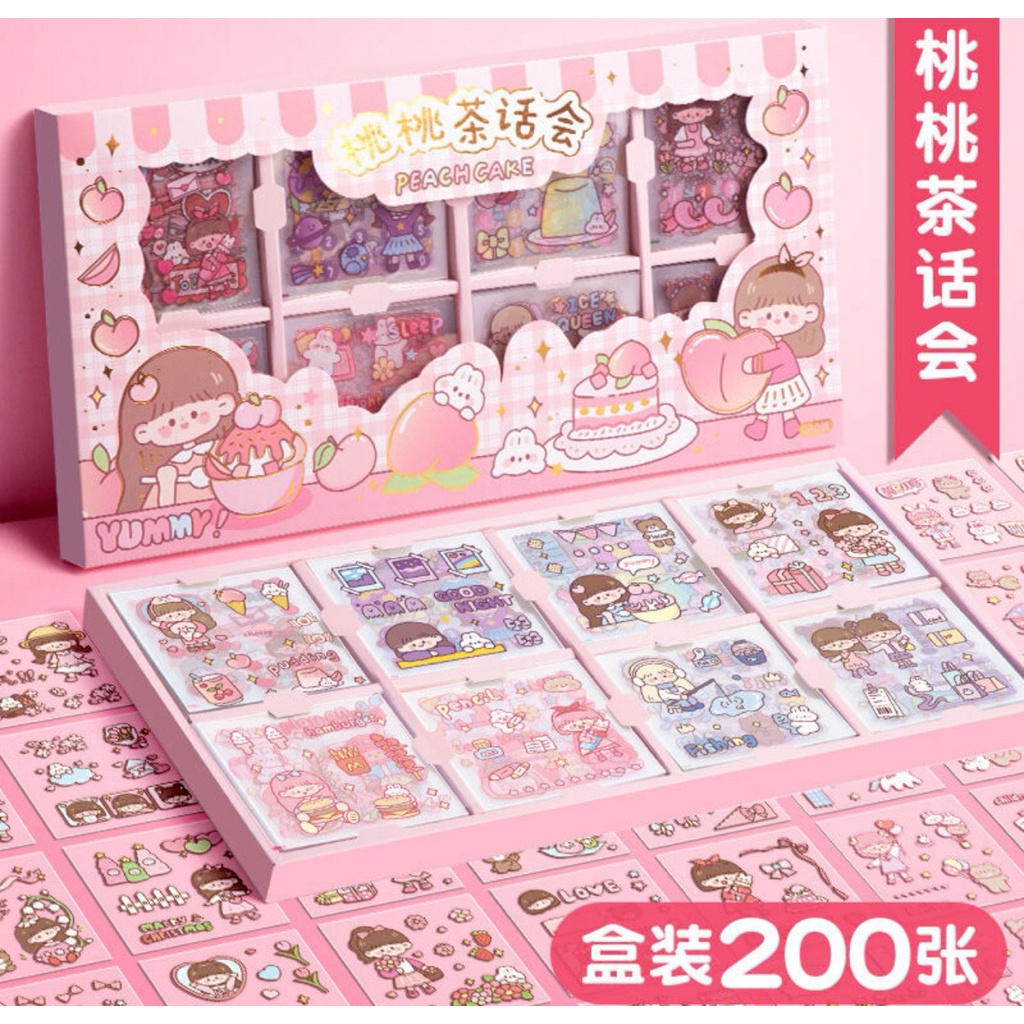 

200 Lembar Sticker PVC Motif Kartun Lucu Untuk Dekorasi Scrapbook