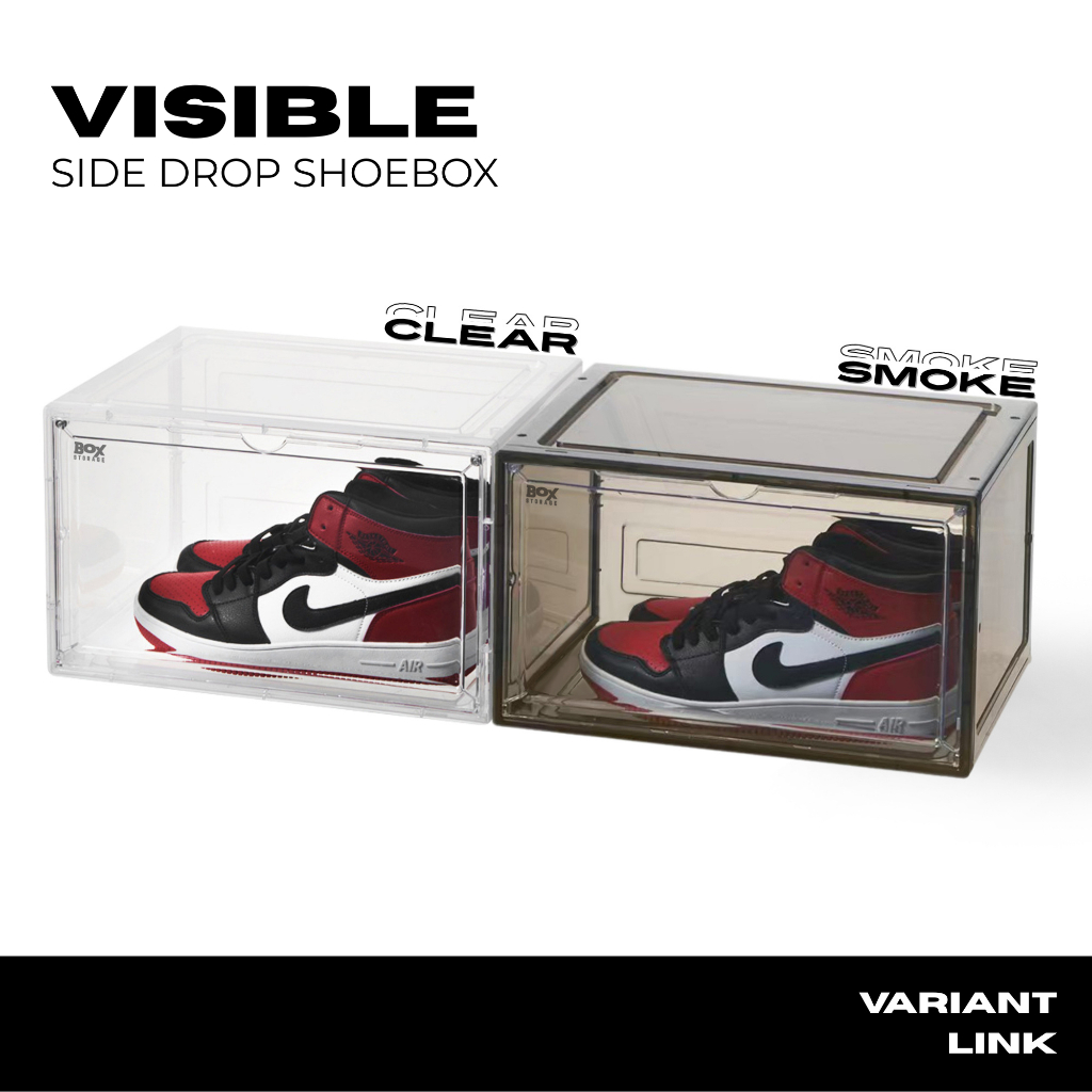 BOXSTORAGE [ Visible ] Sneakers Box Side Drop Acrylic Door Transparent Clear Extra Large Kotak Sepat
