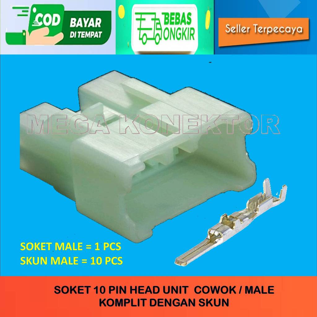 SOKET KABEL 10 PIN SOKET HU 10 PIN SOKET MOBIL 10 PIN SOKET TAPE MOBIL 10 PIN MALE / Socket 10 Pin