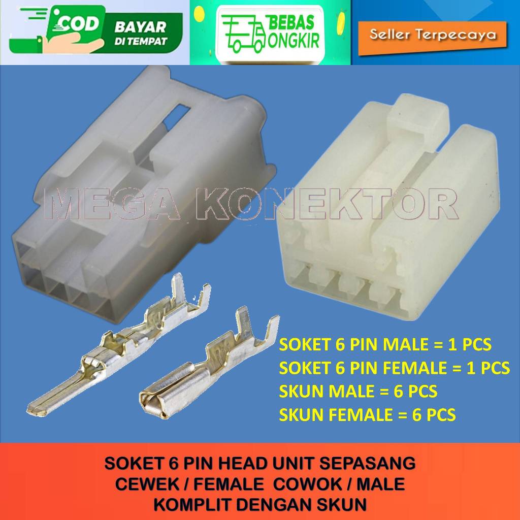 SOKET 6 PIN SOKET MOBIL / Socket Audio Mobil /soket kabel / socket kabel / soket / socket