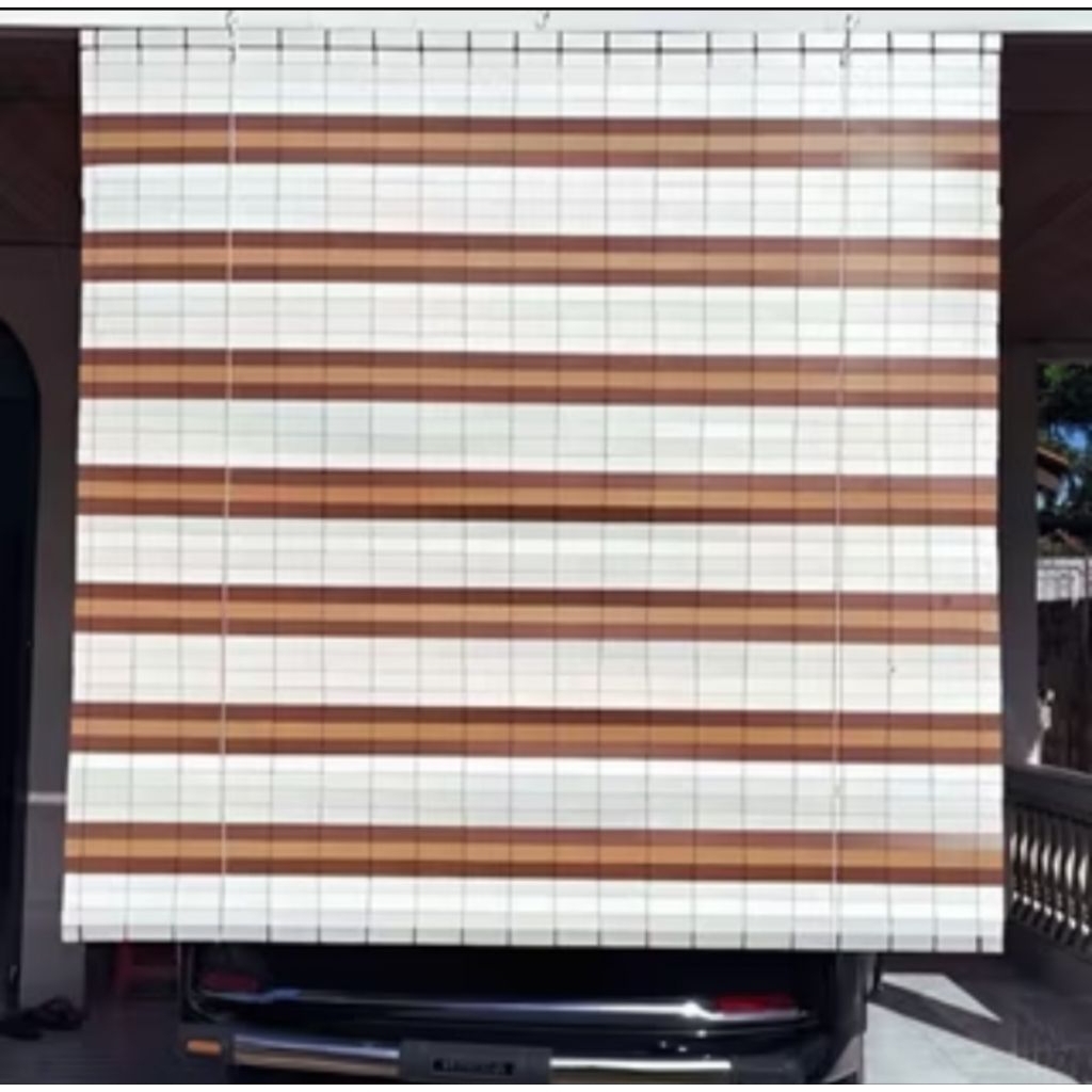 krey tirai pvc edjing tahan panas dan hujan sudah lengkap dengan tali penggulung siap pasang