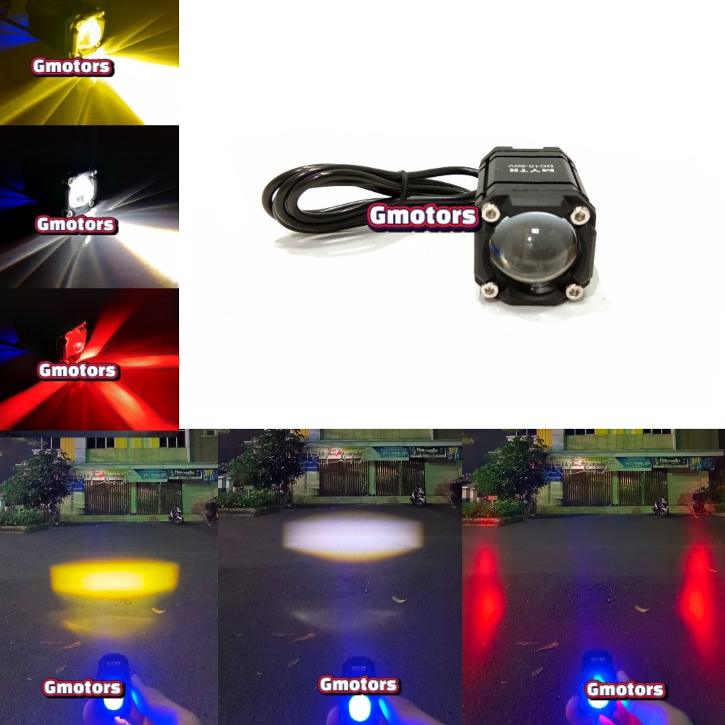 Lampu Tembak Sorot Led D2 Kotak Devil Merah MYTH Jauh Dekat Lampu Tembak Sorot Led D2 Laser