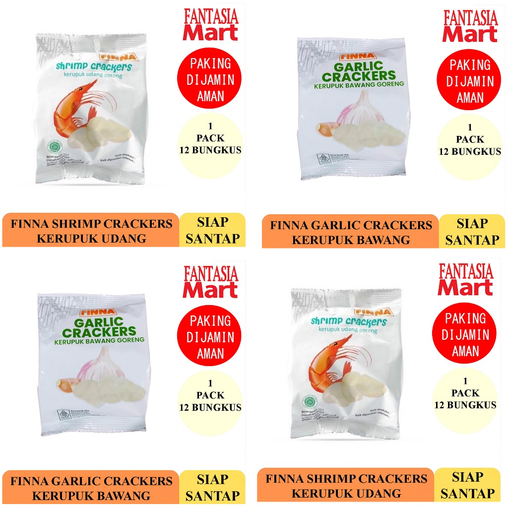 

FINNA CRACKERS KERUPUK GORENG SIAP SANTAP PACK 12 PCS FUN CORNER DENGAN PAKING AMAN