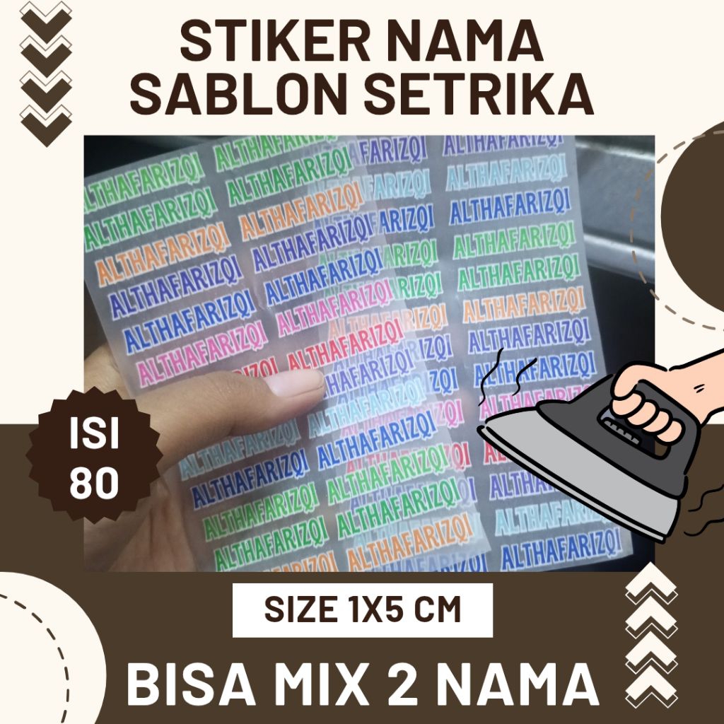 

Stiker Nama Sablon Setrika Custom Isi 80 pcs
