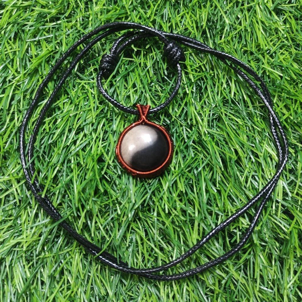 kalung etnik liontin wire wrapping batu akik yin-yang galih kelor 100% natural asli alam