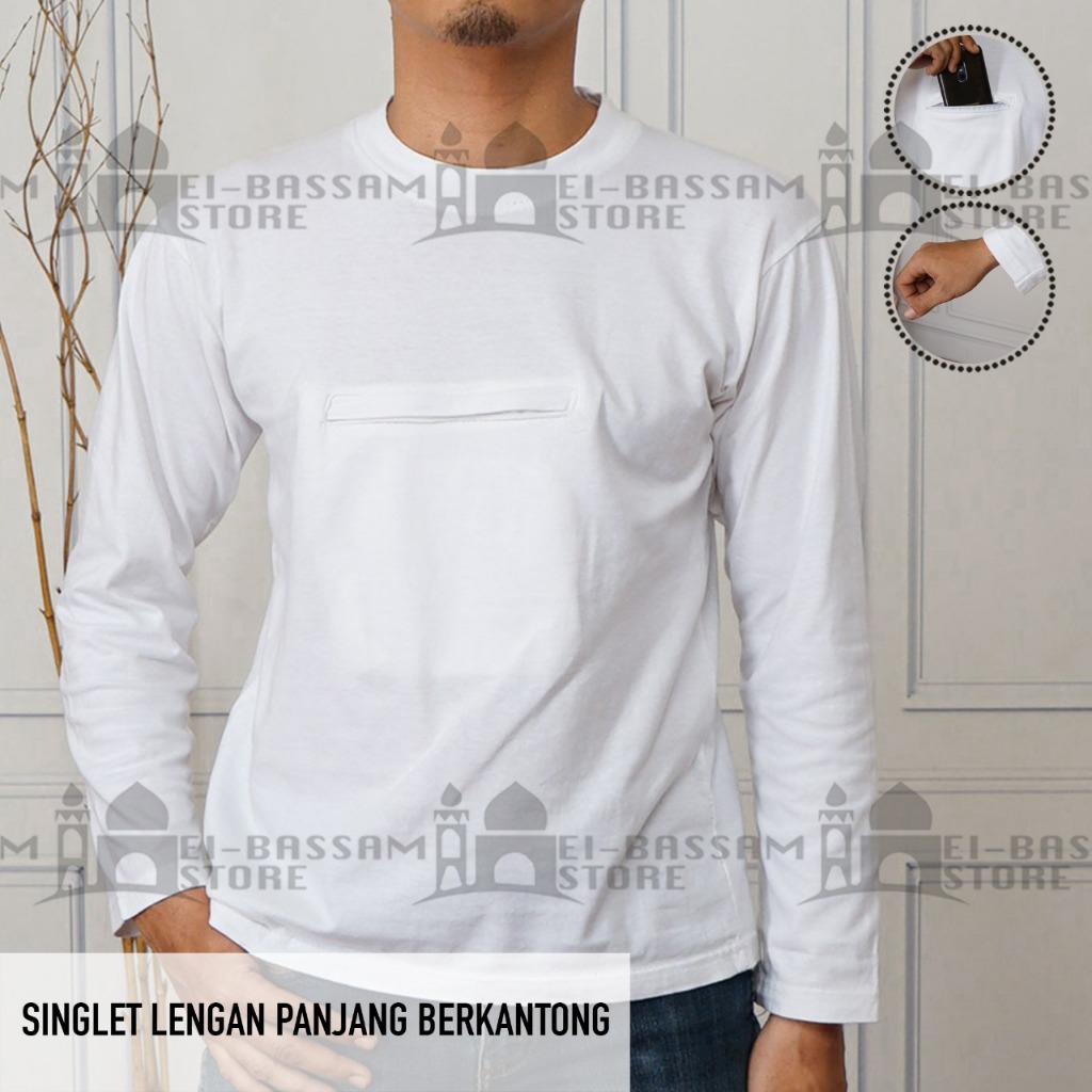 Kaos Oblong Lengan Panjang Kantong Doraemon
