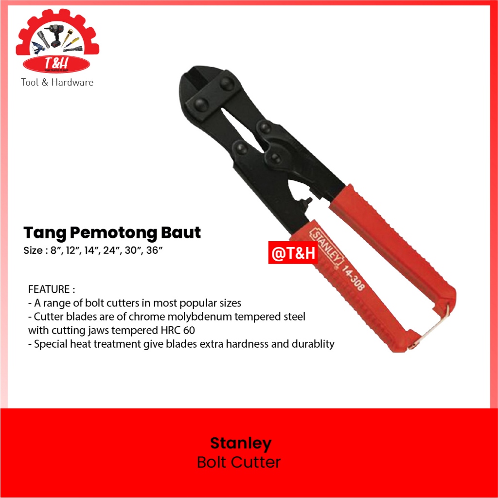 

Stanley Bolt Cutter Size 8 Inch - 36 Inch / Alat Potong Baja Pembuka Baut / Tang Stanley 14-308-S