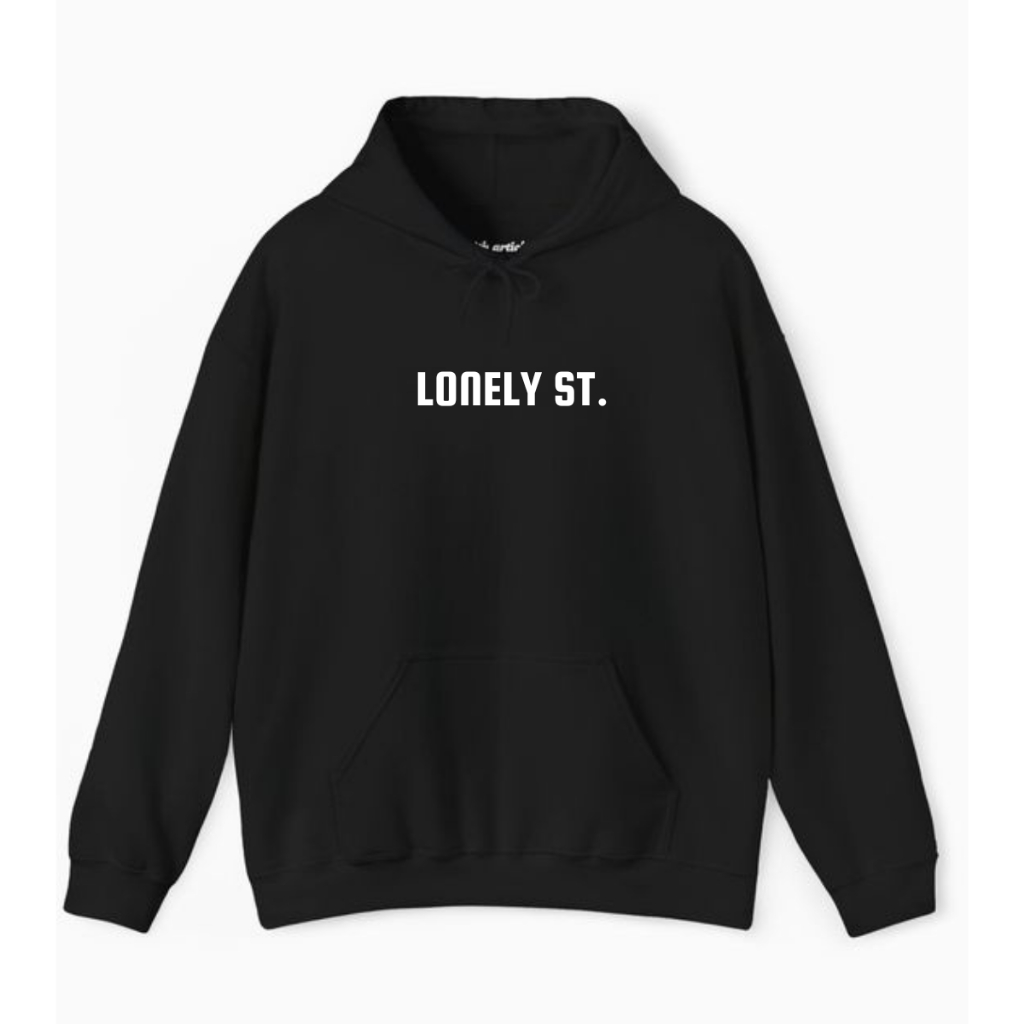 Sweater Hoodie Pria Lonely Street Hitam Premium