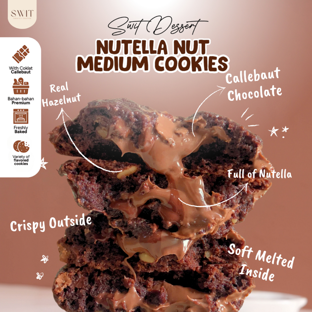 

Soft Medium Cookies Baked Lembut Premium Nutella Nut Homade - Snack Premium untuk Hampers, Parcel, atau Oleh-oleh