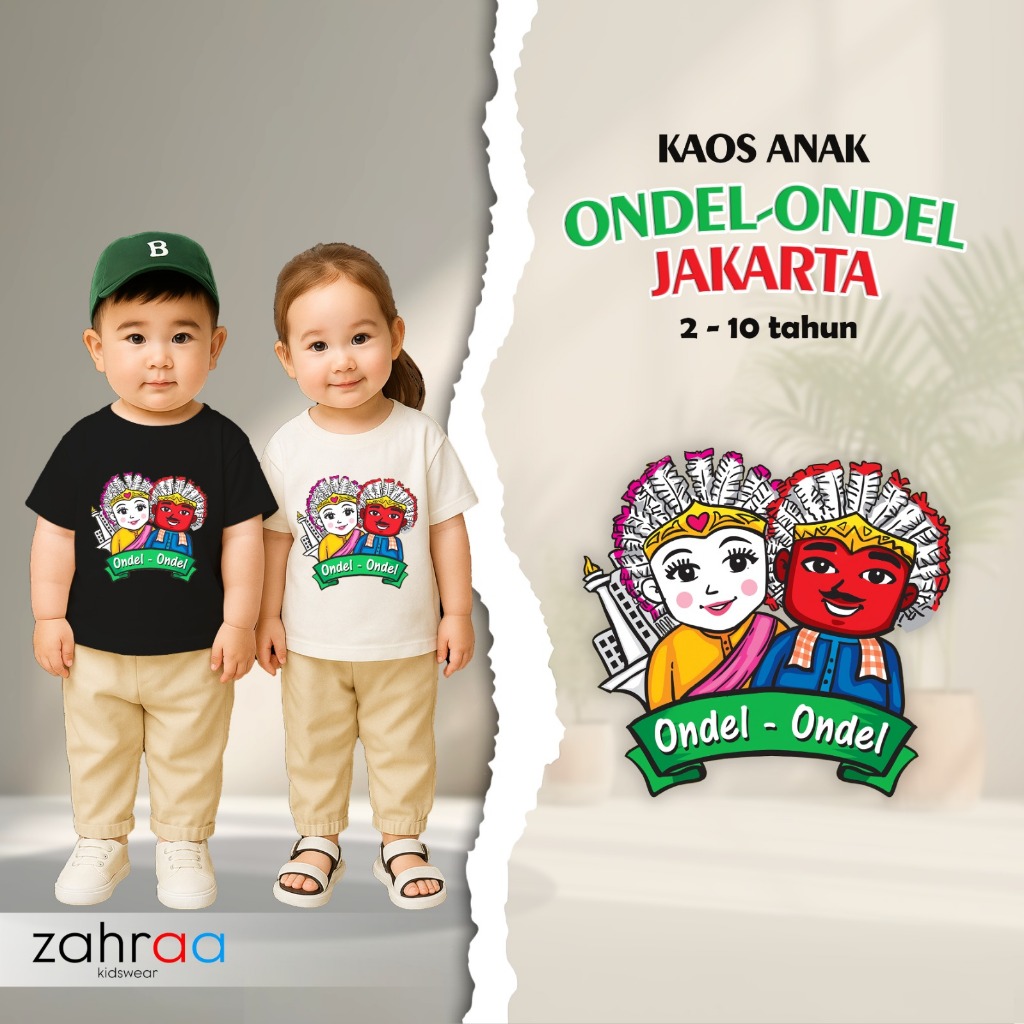 Zahraa Kidswear - Kaos Anak Distro Ondel Ondel ( 2 - 10 Tahun ) Unisex