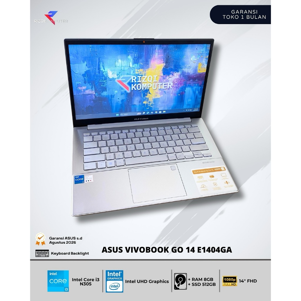 Asus VivoBook Go 14 E1404GA Intel Core i3-N305 Ram 8GB SSD 512GB kdr