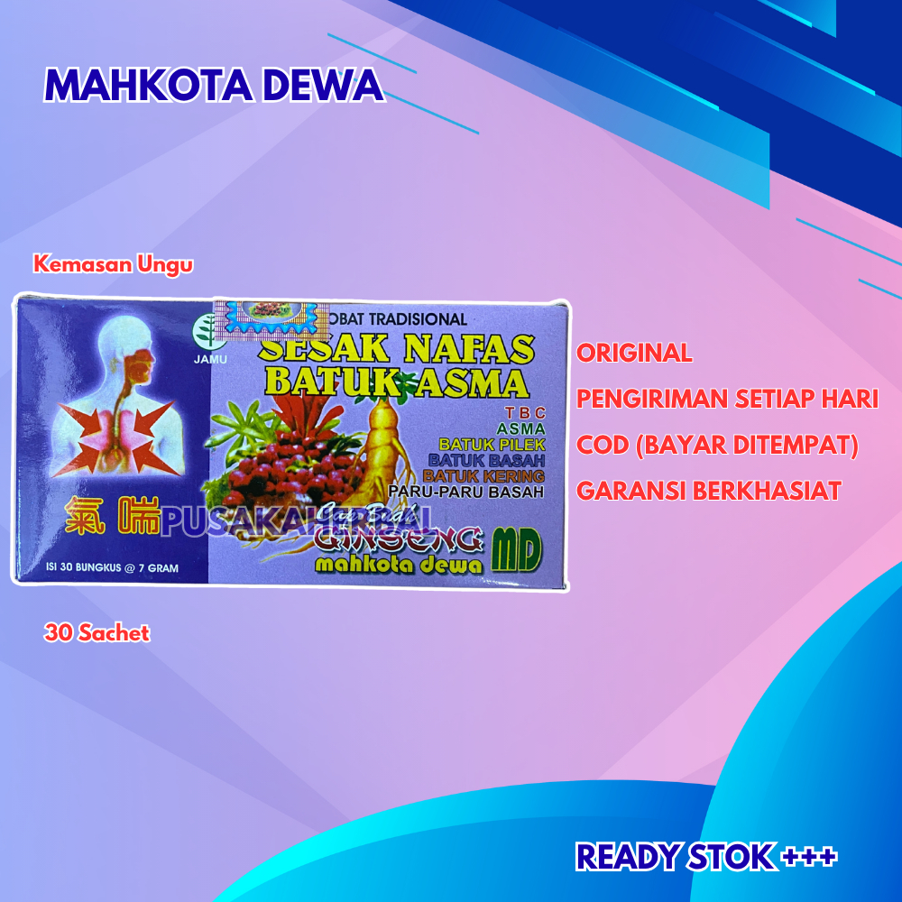 

Mahkota Dewa Batuk Asma 30 Sachet Sesak Nafas Serbuk 30 Sachet