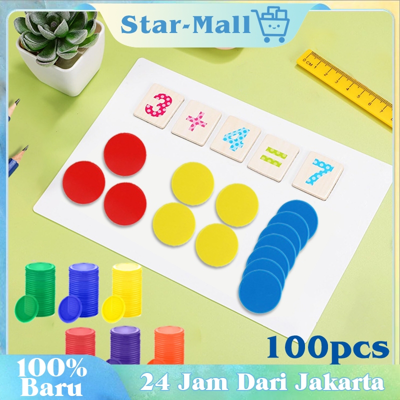 Isi100  Koin Matematika Edukasi Koin Plastik Mainan Koin Matematika Anak