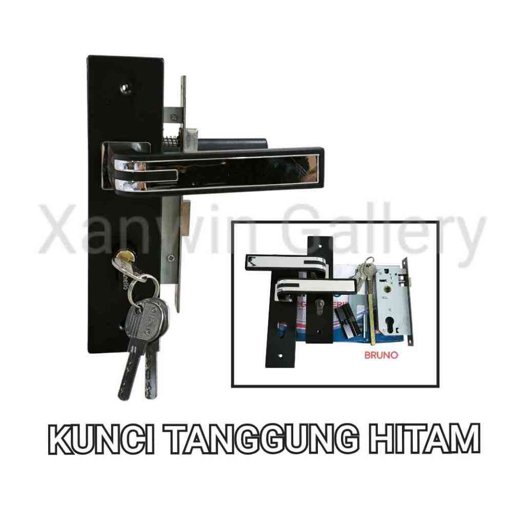 Kunci Pintu Rumah Hitam / Kunci Pintu Tanggung / Kunci Komplit Lengkap Hitam Berkualitas