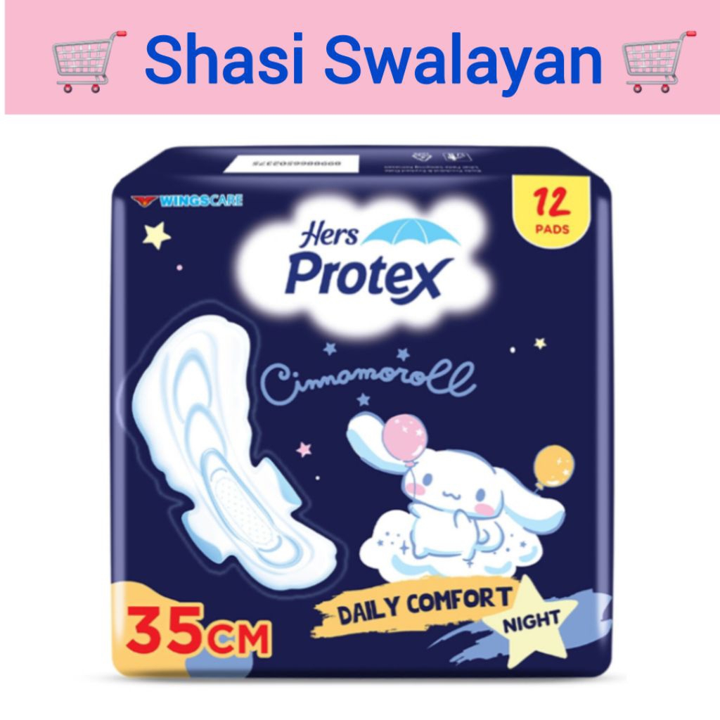 Hers Protex Wing Malam 35 cm 12 pads - Pembalut Wanita