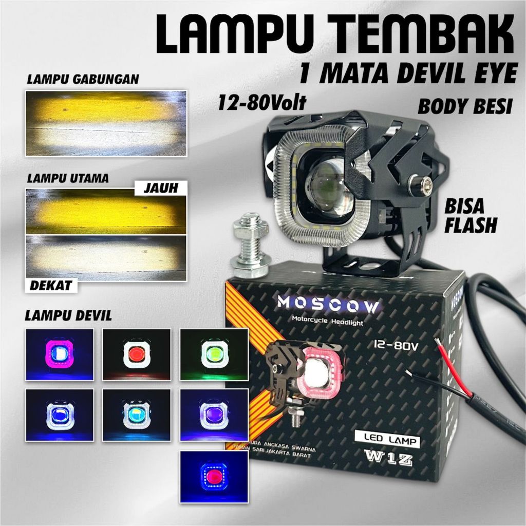 Lampu Sorot SQL Foglamp 30Watt 1 Mata Devil Eye Projie Shroud mini Full Besi Waterproof W1Z UNIVERSA