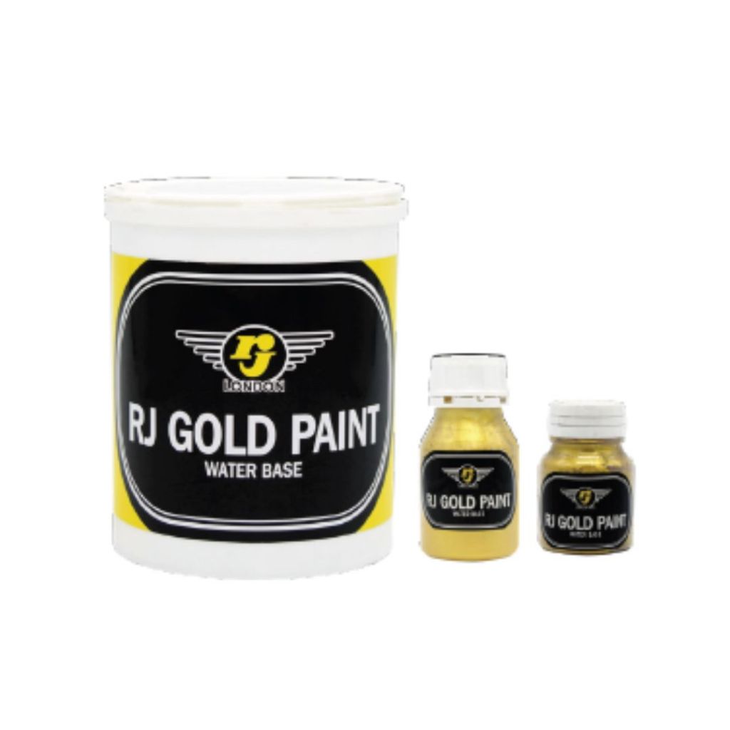RJ Gold Paint Cat Warna Emas Dekoratif untuk Kayu, Besi, Gypsum – 80g / 250g