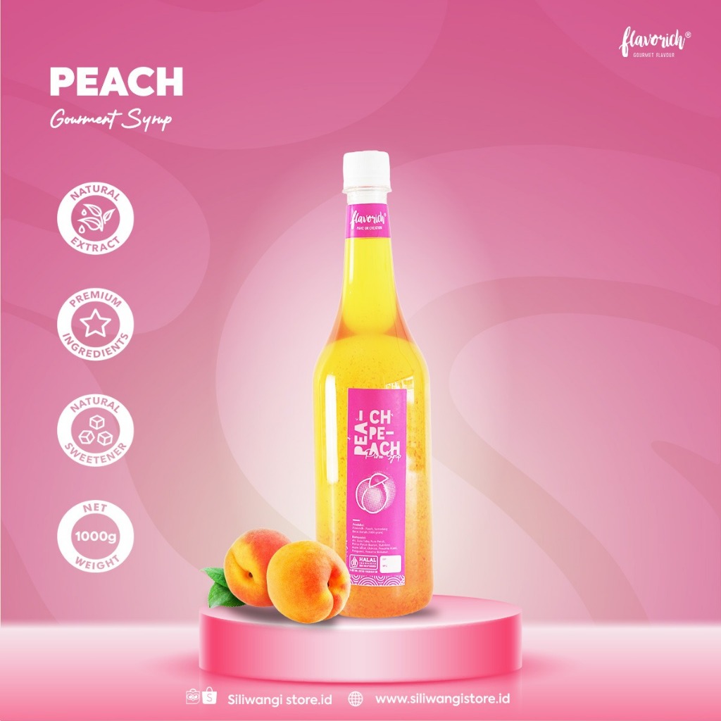 

FLAVORICH - Sirup Puree Peach 1000 ml / Gourmet Syrup / Sirup Untuk Hotel, Restaurant and cafe.