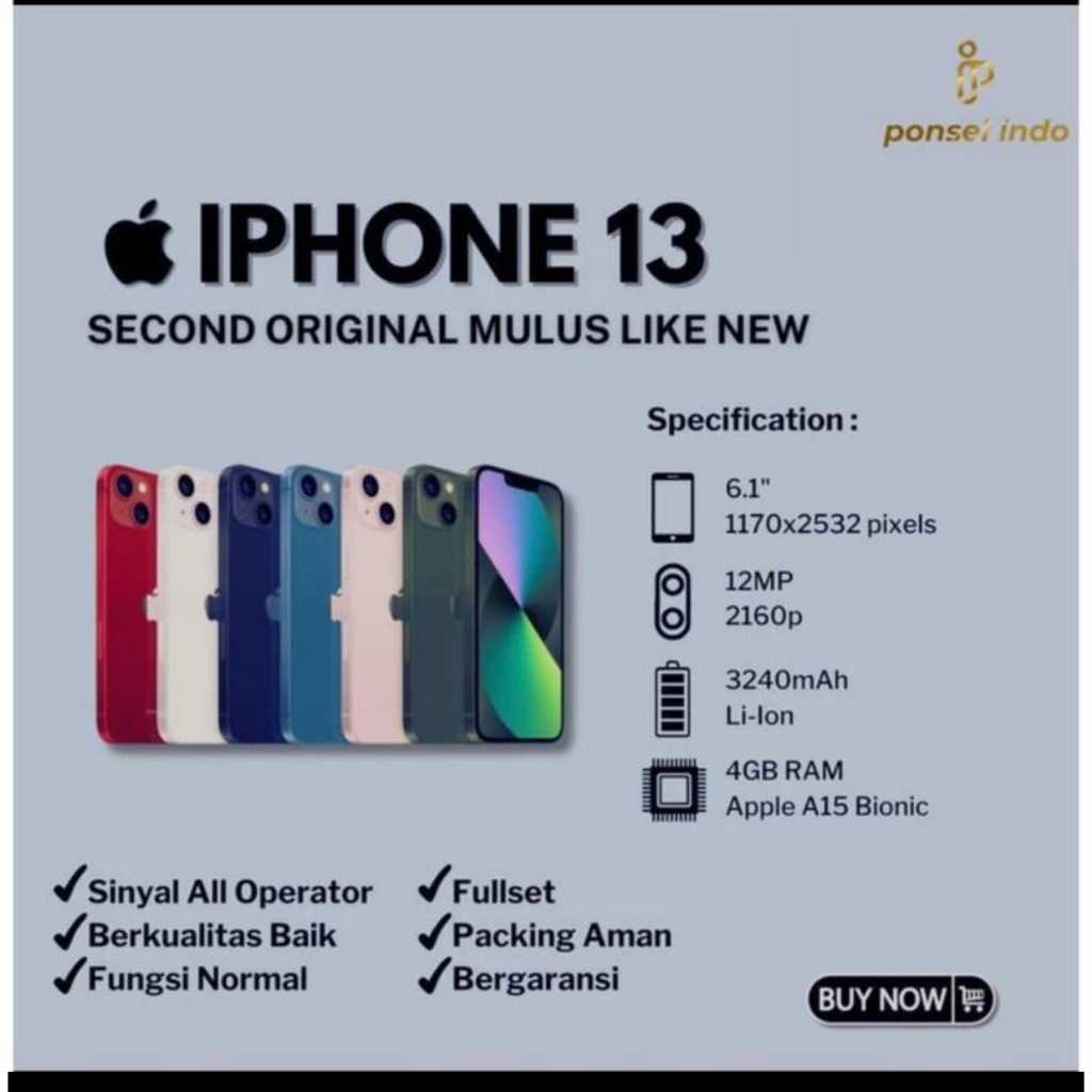 [SECOND INTER] IPHONE 13 Second Ori Mulus Fullset