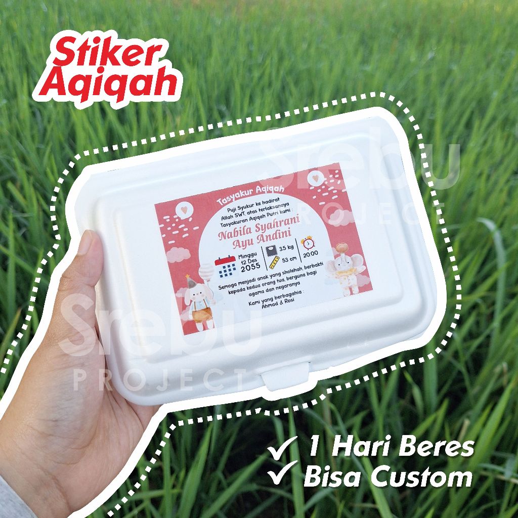 

Stiker Kartu Tasyakuran Aqiqah / Stiker Kelahiran pakai foto murah