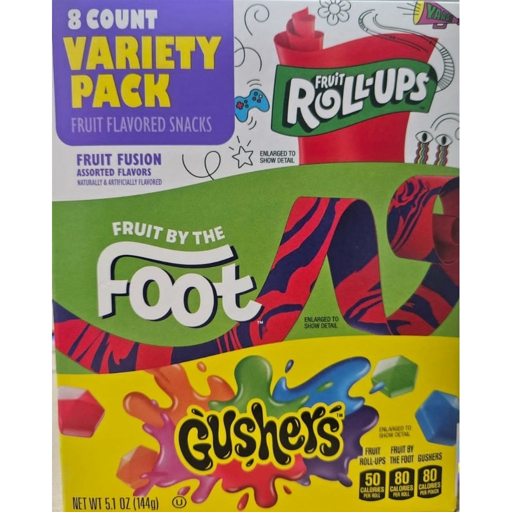 Fruit Snacks Variety, Roll Ups Tattoo, Fruit by The Foot, Fruit Gusher 5 Oz