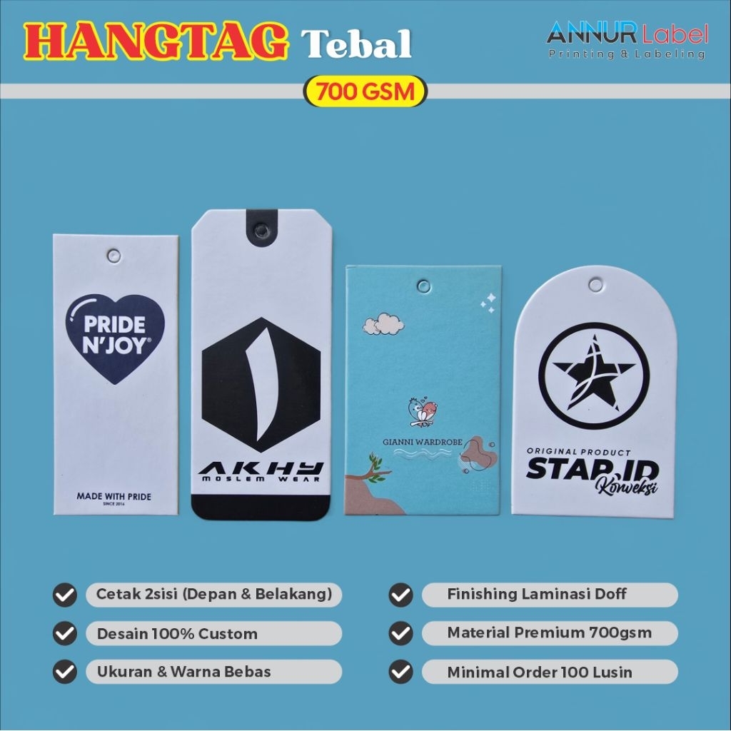 

(FREE DESIGN) Hangtag tebal 700gsm custom design label hang tag baju