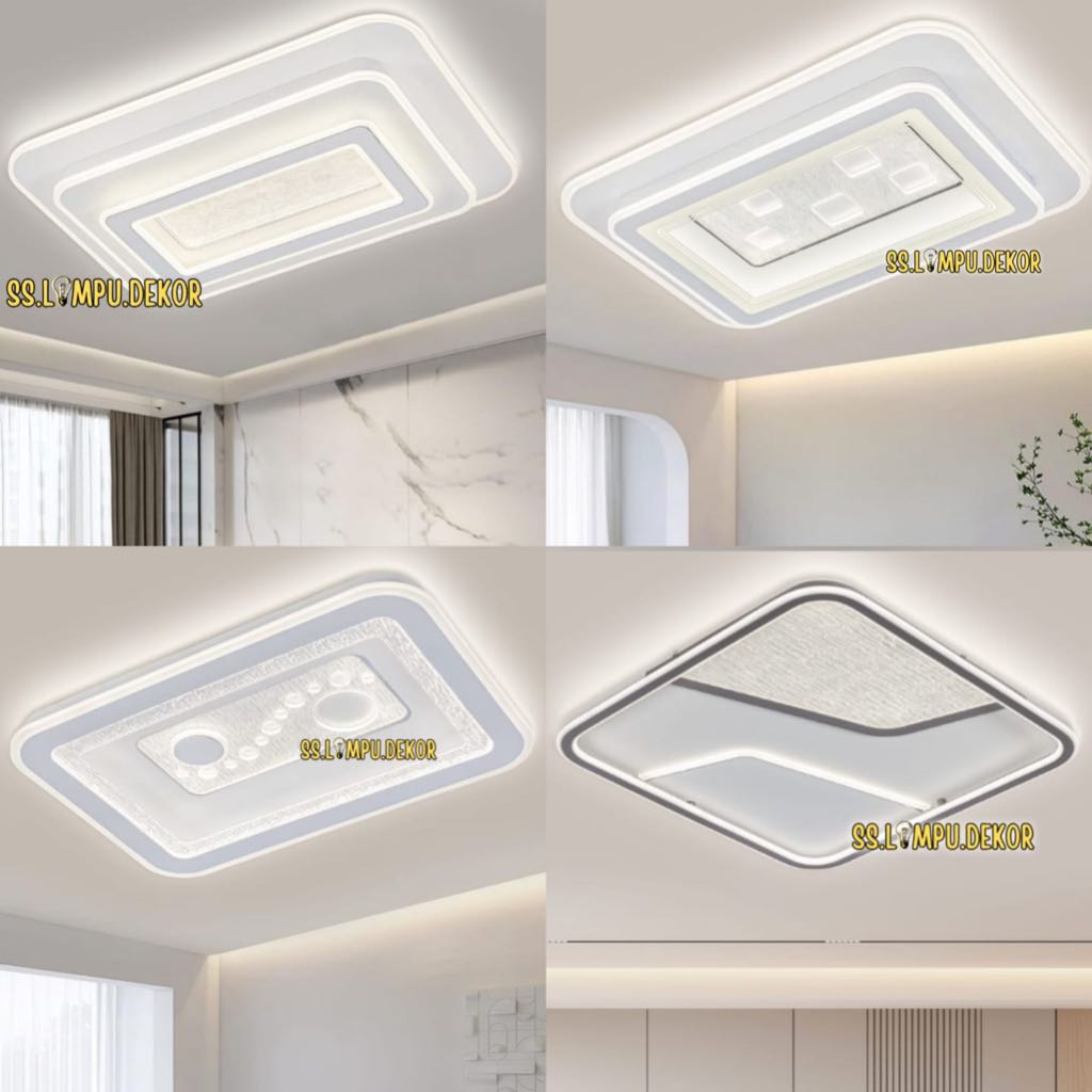 Lampu Plafon LED Minimalis Kotak Nyala 3 warna Lampu Hias Ruang Kamar, Ruang Tamu Tempel plafon Baha