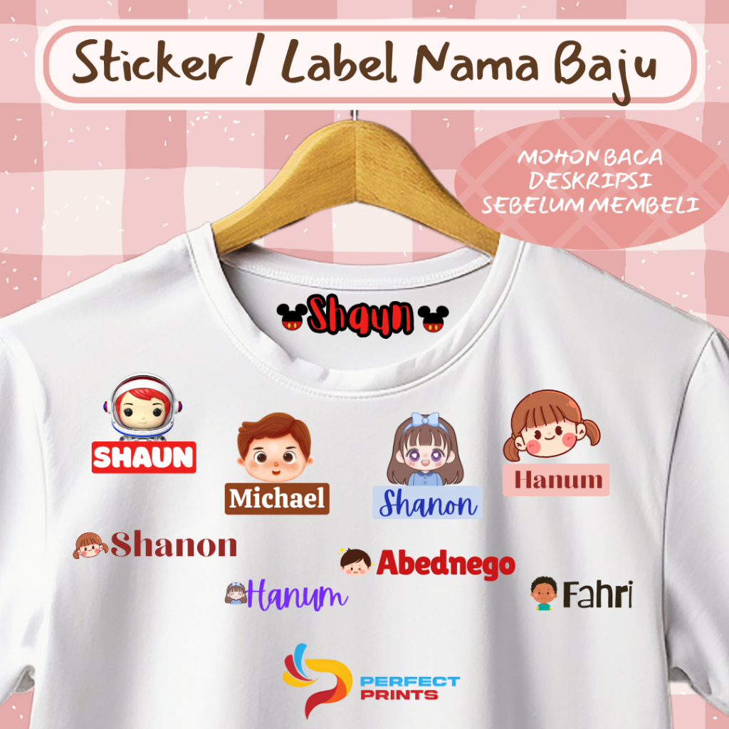 

Sticker Label Baju Anak / Sticker Baju Setrika / Sticker Sablon / Sticker Baju Custom / Sablon DTF / Tanda Baju Anak