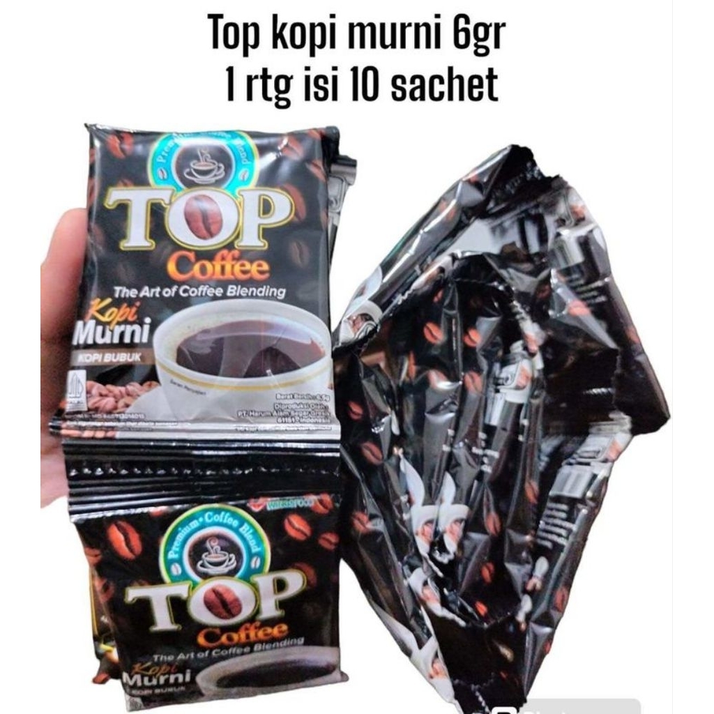 

Top murni 6gr 1 renteng isi 10 sachet kopi bubuk hitam murah