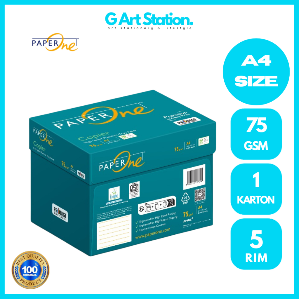 PAPERONE Kertas HVS A4 75gsm Copier 1 Karton / 1 Dus Kertas HVS A4 Kertas Fotocopy