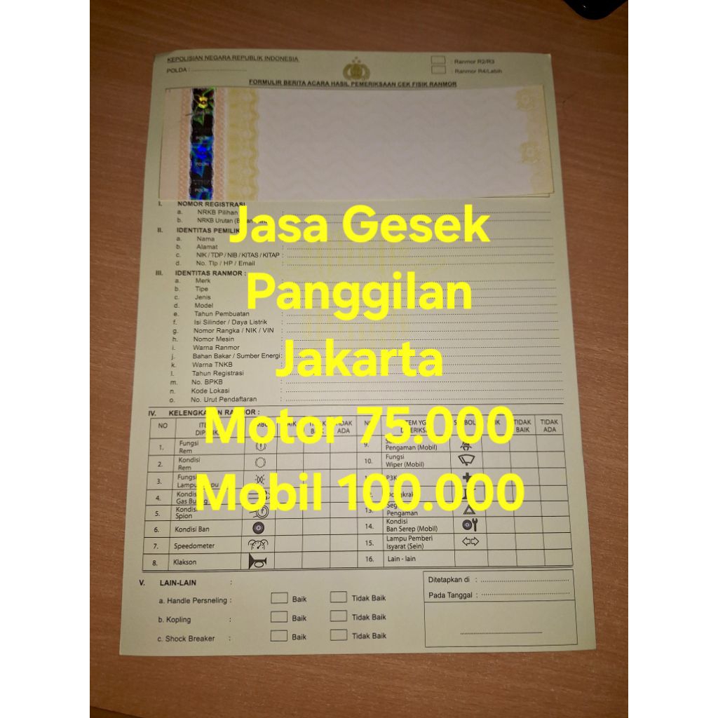 

JBR Kertas gesek samsat kertaspolos