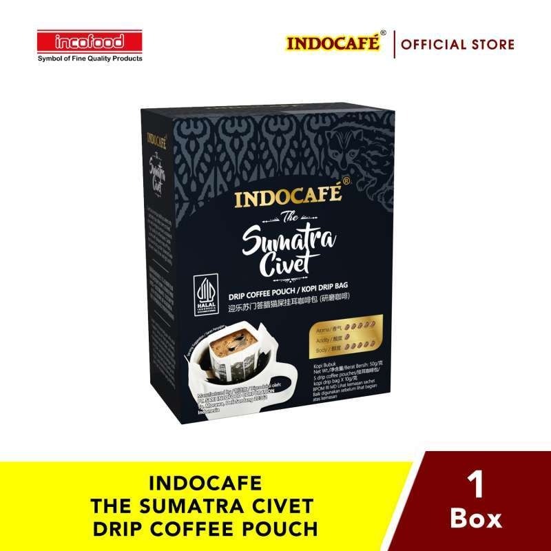 

[oddsolshop] pekanbaru/Indocafe Sumatra Civet Black 5PCS 10GR Bubuk Kopi Drip Bag Coffee Instant