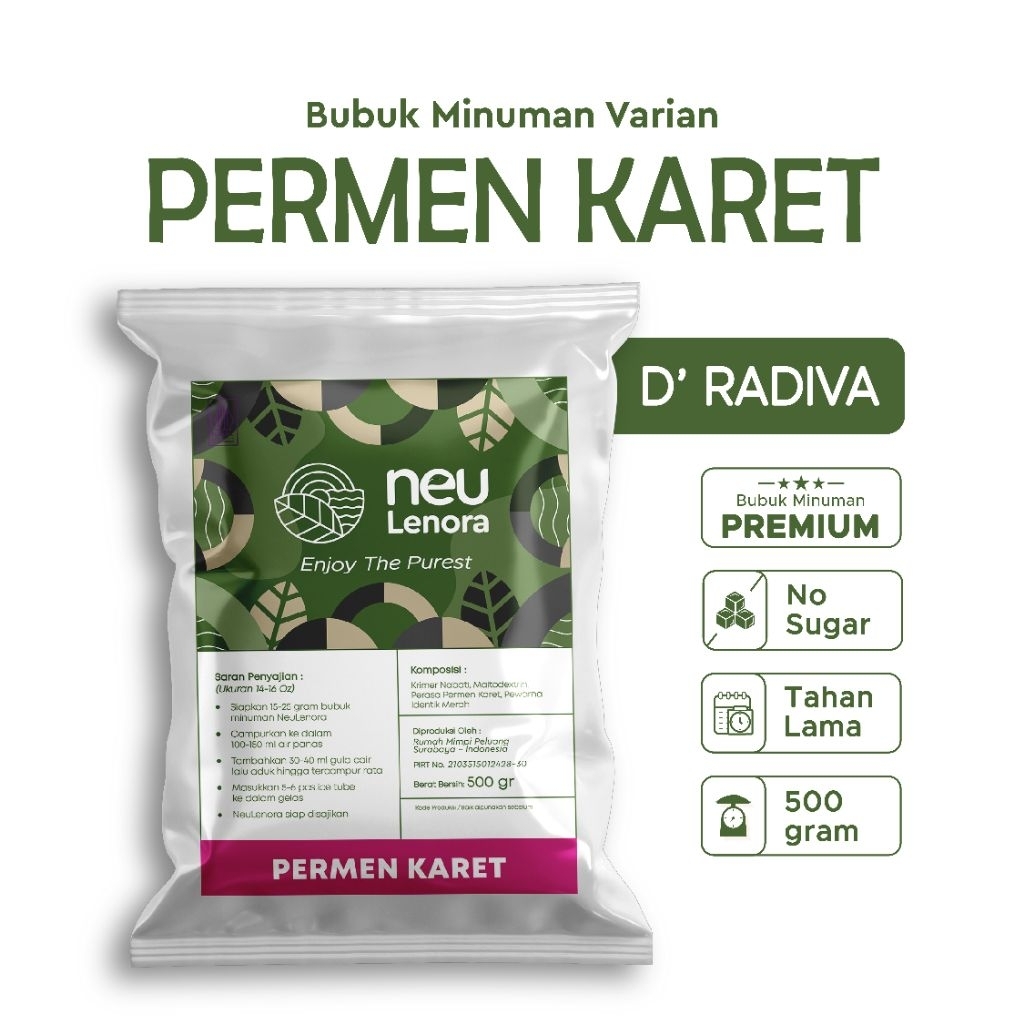 

Bubuk Minuman PERMEN KARET Neulenora 500gram - Powder Drink Plain