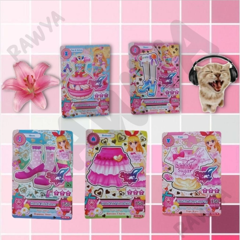 Aikatsu Card Normal Ichigo Rainbow Macaron Classic Pink Satuan Set